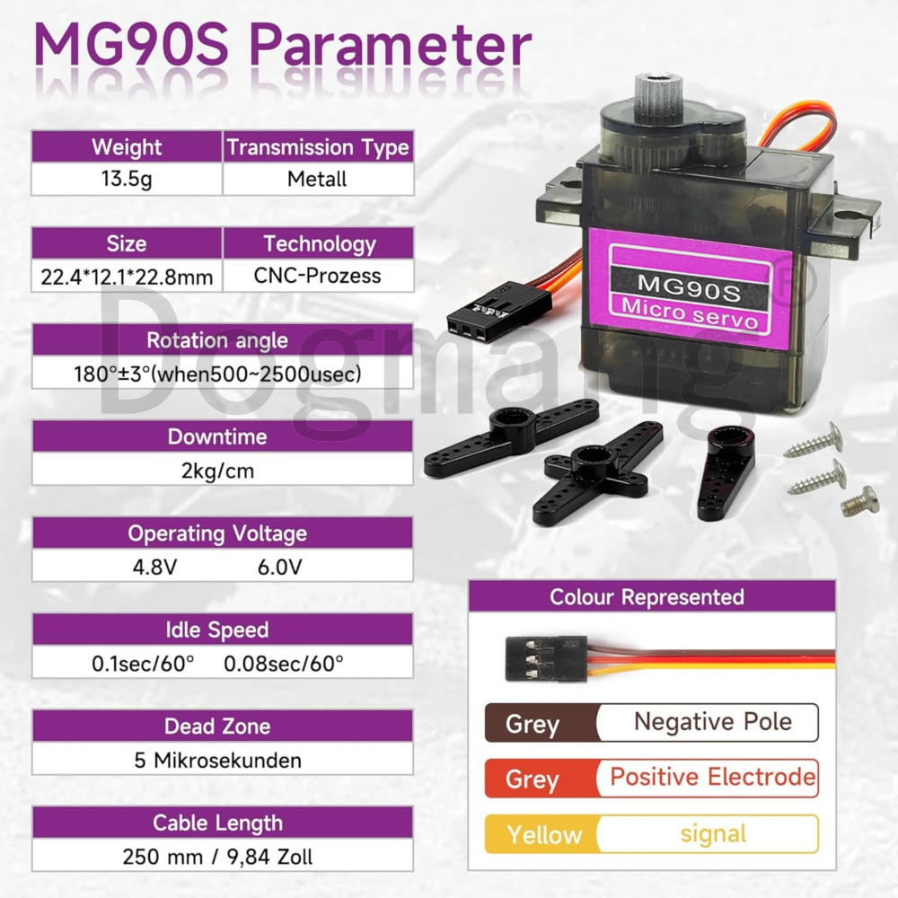 Servo MG90S, 1/2/4/10/20/50 Ud - Rc Helicopter Servo reseña y precio